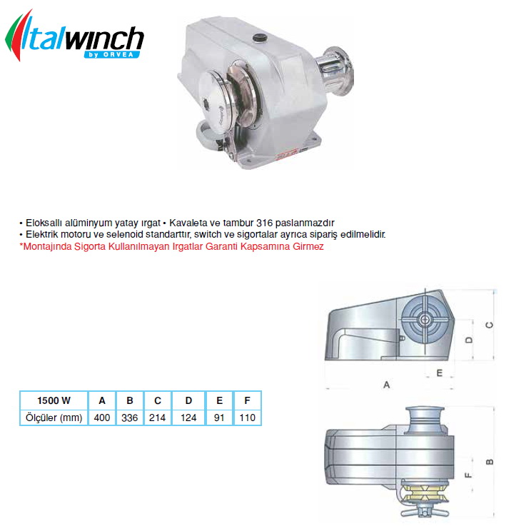 DEVON ZİNCİR IRGATI 1500 W - 12 V 08 MM ZİNCİR