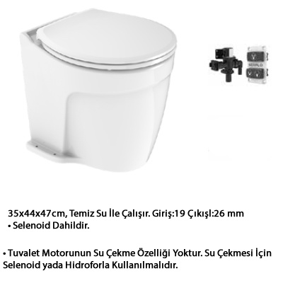 SEAFLO ELEKTRİKLİ LÜKS SESSİZ TUVALET 12 V