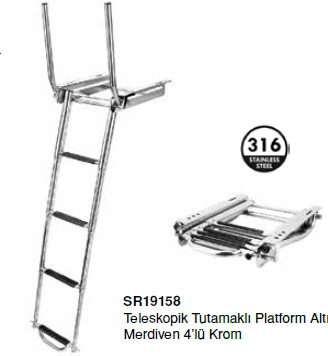 TELESKOPİK TUTAMAKLI PLATFORM ALTI MERDİVEN 4'LÜ KROM